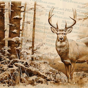 3D Illusion Deer Woodland Scene Laser Burn PNG Digital File - Perfect for Engraving - Instant Download