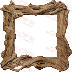 Diseño de marco de madera flotante con ilusión 3D PNG, arte de ilusión 3D rústico, archivo digital de grabado láser PNG / 14 x 14