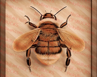 Laser Burn PNG | 3D Illusion | Engrave | Laser Ready | Digital Design File | Bees | Honey Bee | Bumblebee