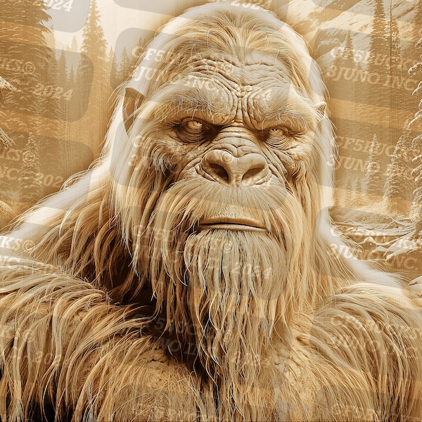 3D Illusion | Laser PNG Digital File | For Engraving | Laser Ready | Instant Download | Sasquatch | Yeti