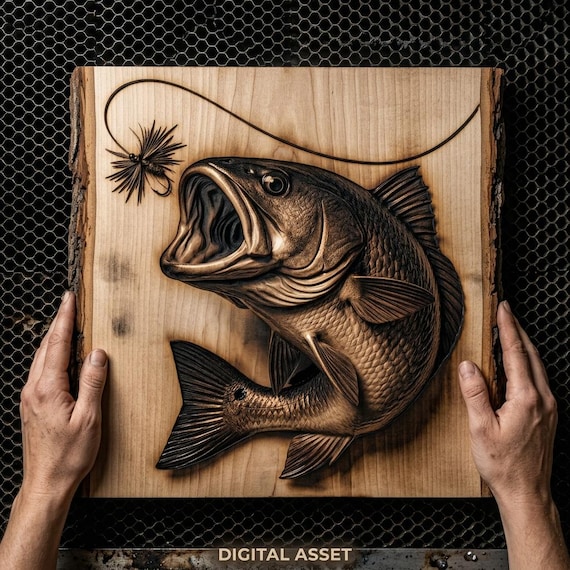 3D Illusion Redfish PNG – Fly Fishing Wall Art – Laser Engraving