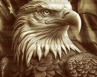 Laser Burn PNG | 3D Illusion | Engrave | Laser Ready | Digital Design File | Eagle | Flag