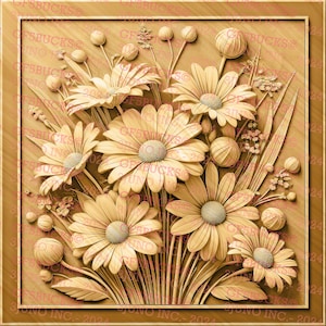3D-illusie madeliefjes: png-bestand direct downloaden voor lasergravure, klaar voor en meer