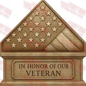 Bandera de Honor de Veteranos con Ilusión 3D PNG – Diseño de Grabado Láser para Exhibición Conmemorativa – En Honor a Nuestro Veterano – ~14x14 – GF5Bucks®