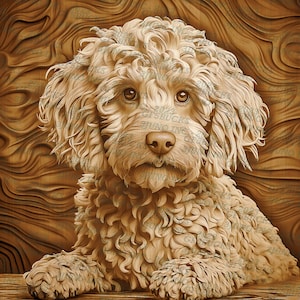 3D Illusion | Laser Burn PNG Digital File | Perfect for Engraving | Laser Ready Design | Labradoodle | Dog