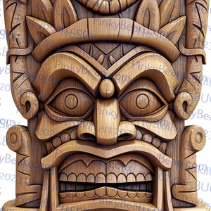 Gravure laser PNG | illusion 3D | Graver | Prêt pour le laser | Fichier de conception numérique | Tiki Tiki Tiki | Idole | Dieu | Bar Tiki | Tribal