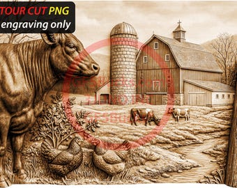 3D Illusion Farm Scene Art for Laser Engraving | PNG Digital File | 14x8.8 Inches | GF5Bucks®