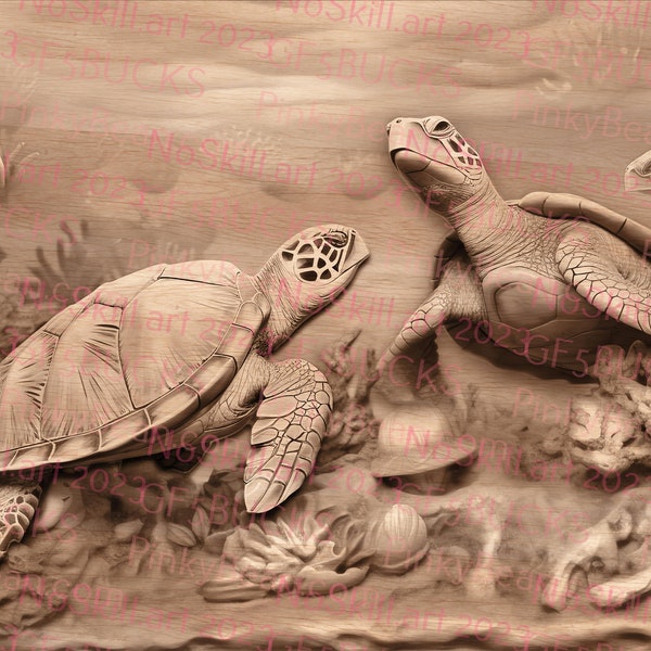 Laser Burn PNG | 3D Illusion | Engrave | Laser Ready | Digital Design File | Sea Turtles | Loggerheads