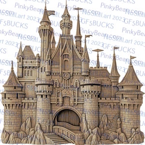 Laserbranden, png-bestand | 3D-illusie | Graveren | Gereed voor laser | Digitaal ontwerpbestand | Kasteel | Prins | Prinses | Middeleeuws