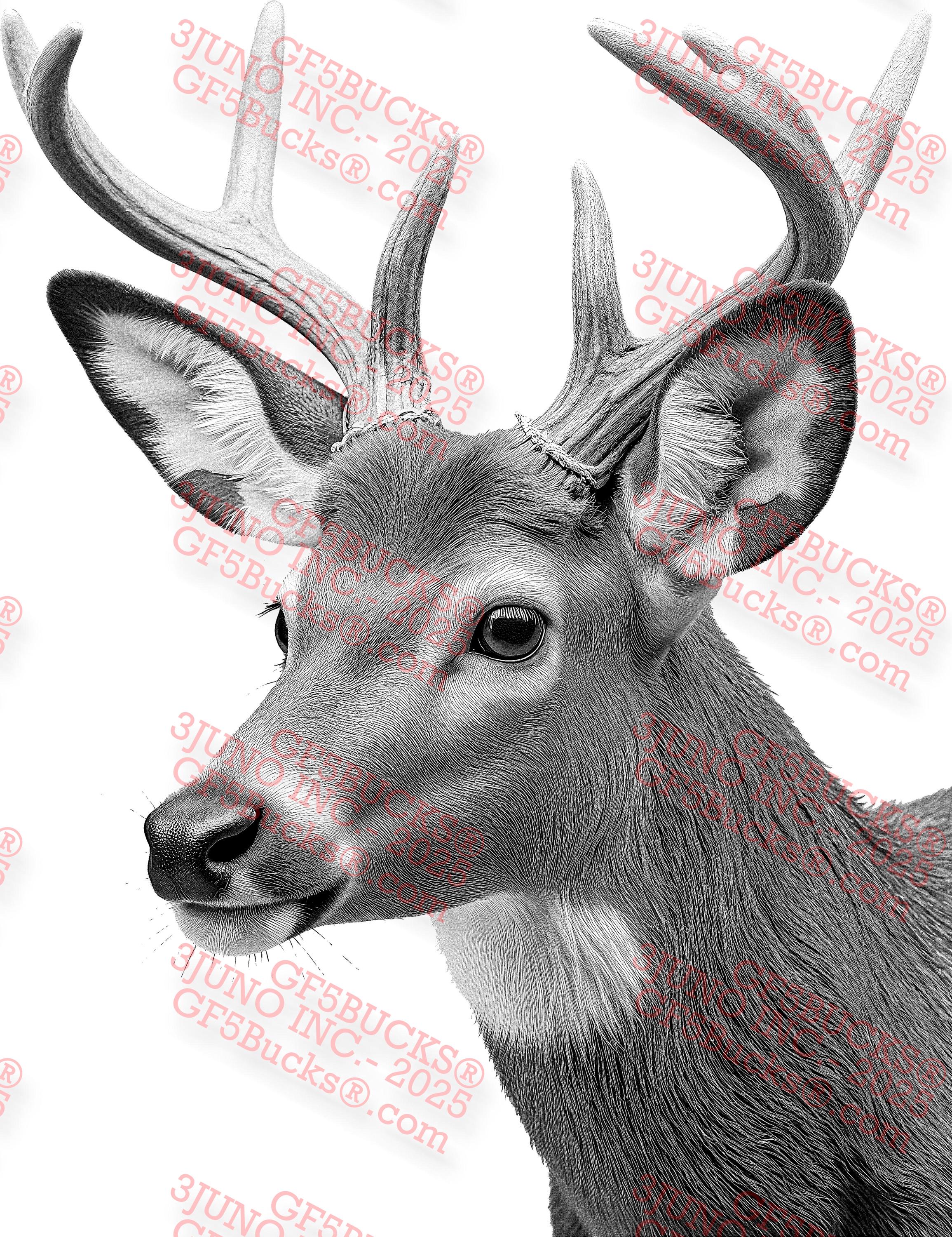 3D Illusion Whitetail Deer PNG – White-tailed Buck Engraving