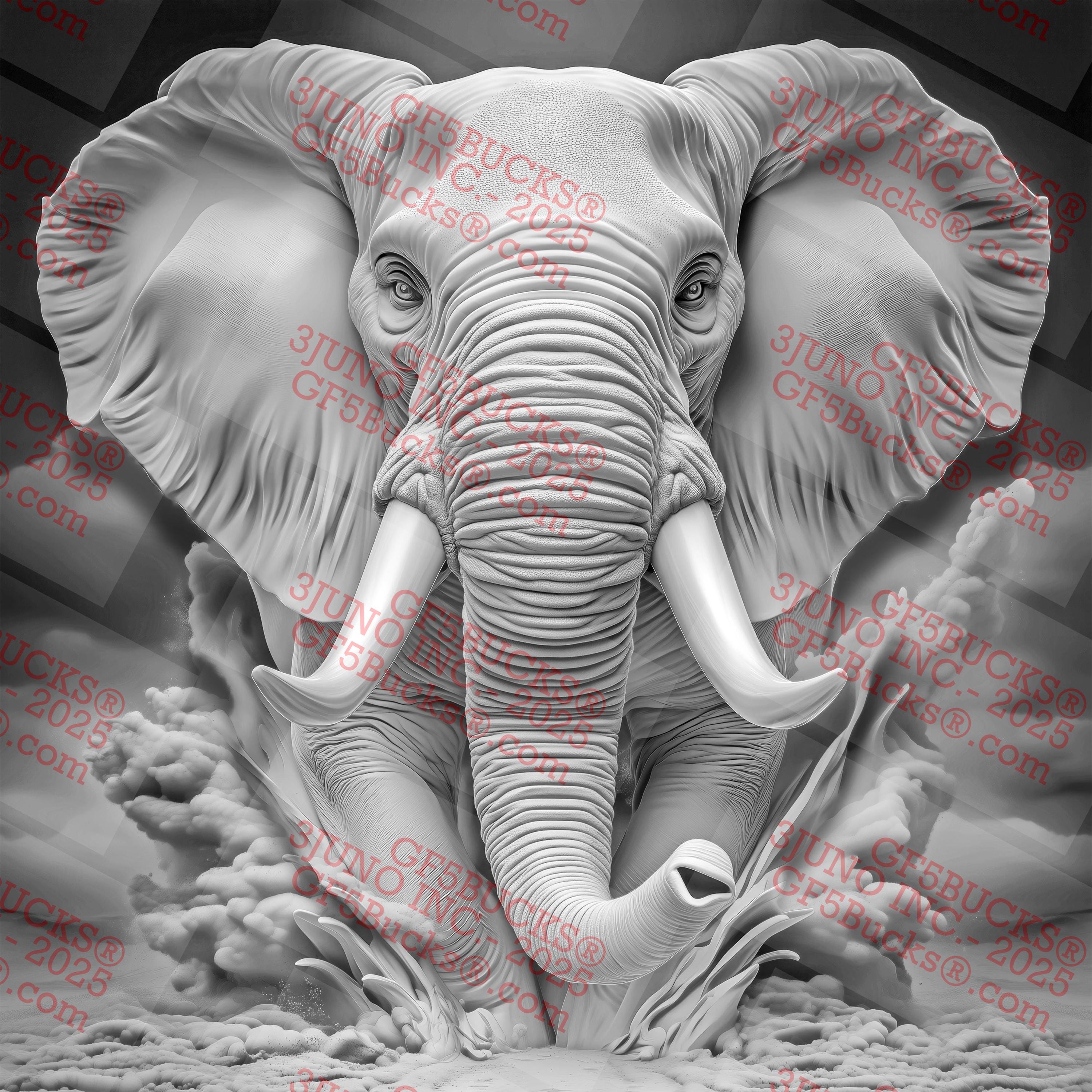 Elephant 3D Illusion PNG Laser Engraving File Gf5bucks® | Digital