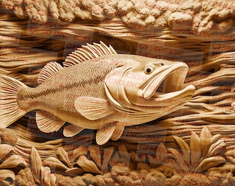 3D Illusion | Laser Burn PNG Digital File | For Engraving | Laser Ready | Instant Download | Bass | LMB | SMB | Lunker | Fishing