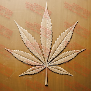 Cannabis Blatt 3D Illusion Lasergravur PNG ( 14 x 14 in) - GF5Bucks® Botanische Gravurkunst
