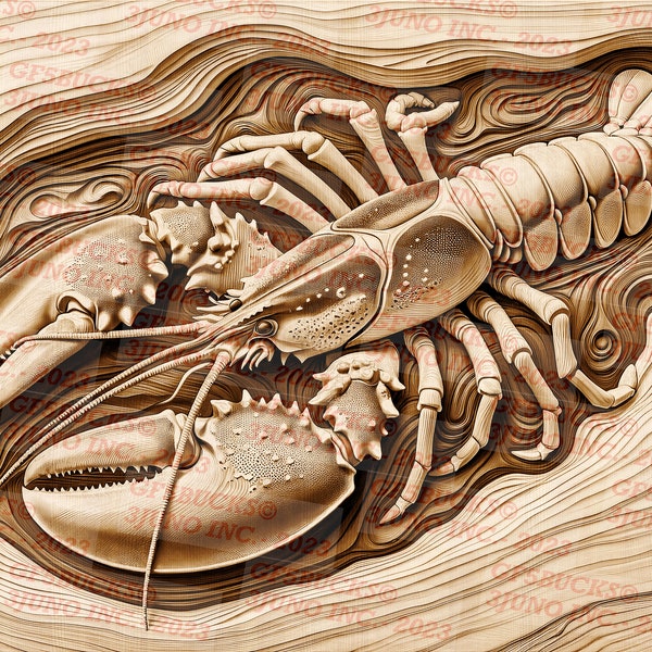 3D Illusion | Laser Burn PNG Digital File | Perfect for Engraving | Lobster | Crustacean | Marine life