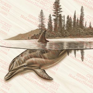 3D Illusion Delfin und Ozean Kunst, Küstennatur Wanddekor, Strandszene mit Delfin | Sofortdownload | 14x10,5