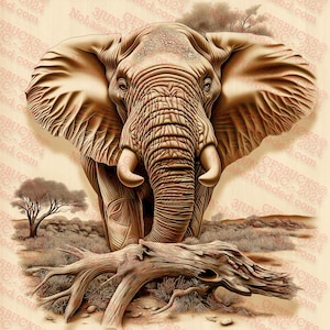 Elefant 3D Illusion Lasergravur PNG Design | Wildtiere Wandkunst - Laser Brennen PNG | Laserbereit | Digitale Designdatei | 14x14