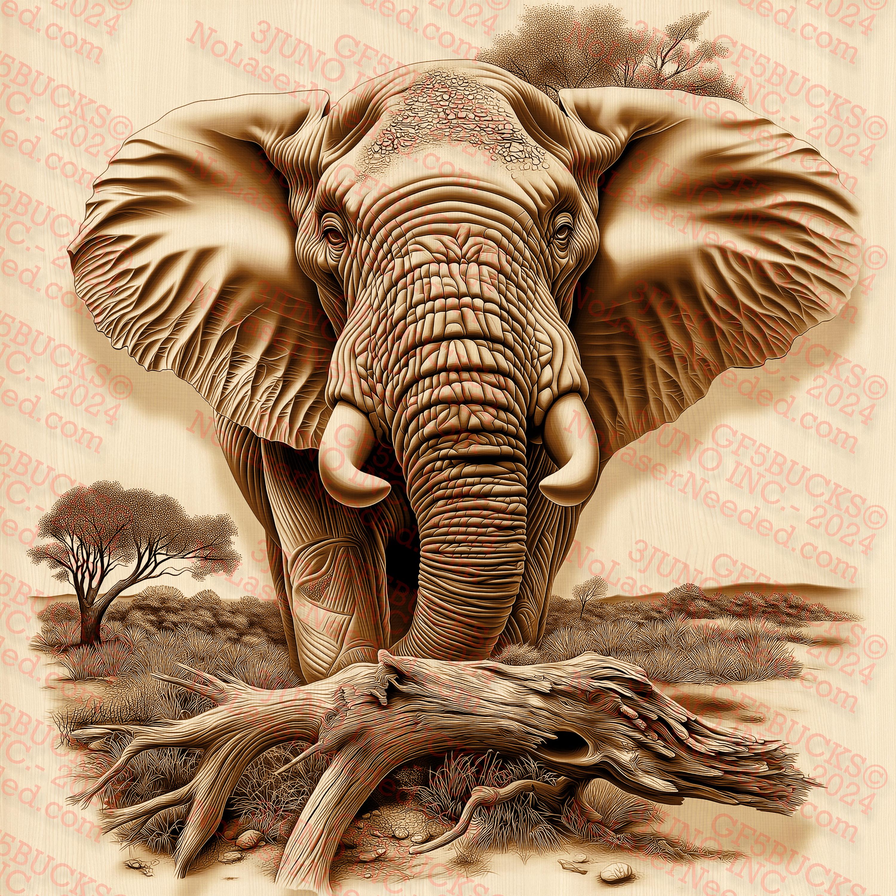 Elephant 3D Illusion Laser Engraving PNG Design | Wildlife Wall