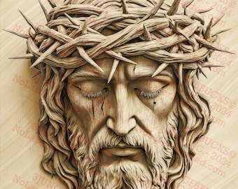 3D Illusion Jesus Christ Art, Religious Wall Decor, Crown of Thorns Design | Laser Ready | Instant Download | 10.5x14