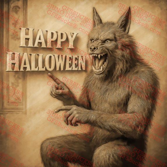 【新品、送料込みに変更可】SANTACRUZ 5.6 Werewolf 3D Illusion Werewolf PNG – Halloween Greeting Design – Laser