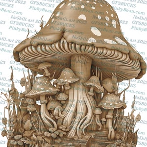 3D Illusion | Laser Burn PNG Digital File |Laser Engraving | Laser Ready Design | Instant Download | Mushroom Dude VI | Carved Wood Look