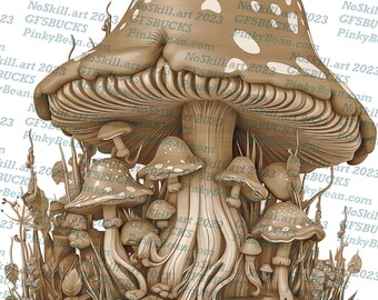 3D Illusion | Laser Burn PNG Digital File |Laser Engraving | Laser Ready Design | Instant Download | Mushroom Dude VI | Carved Wood Look