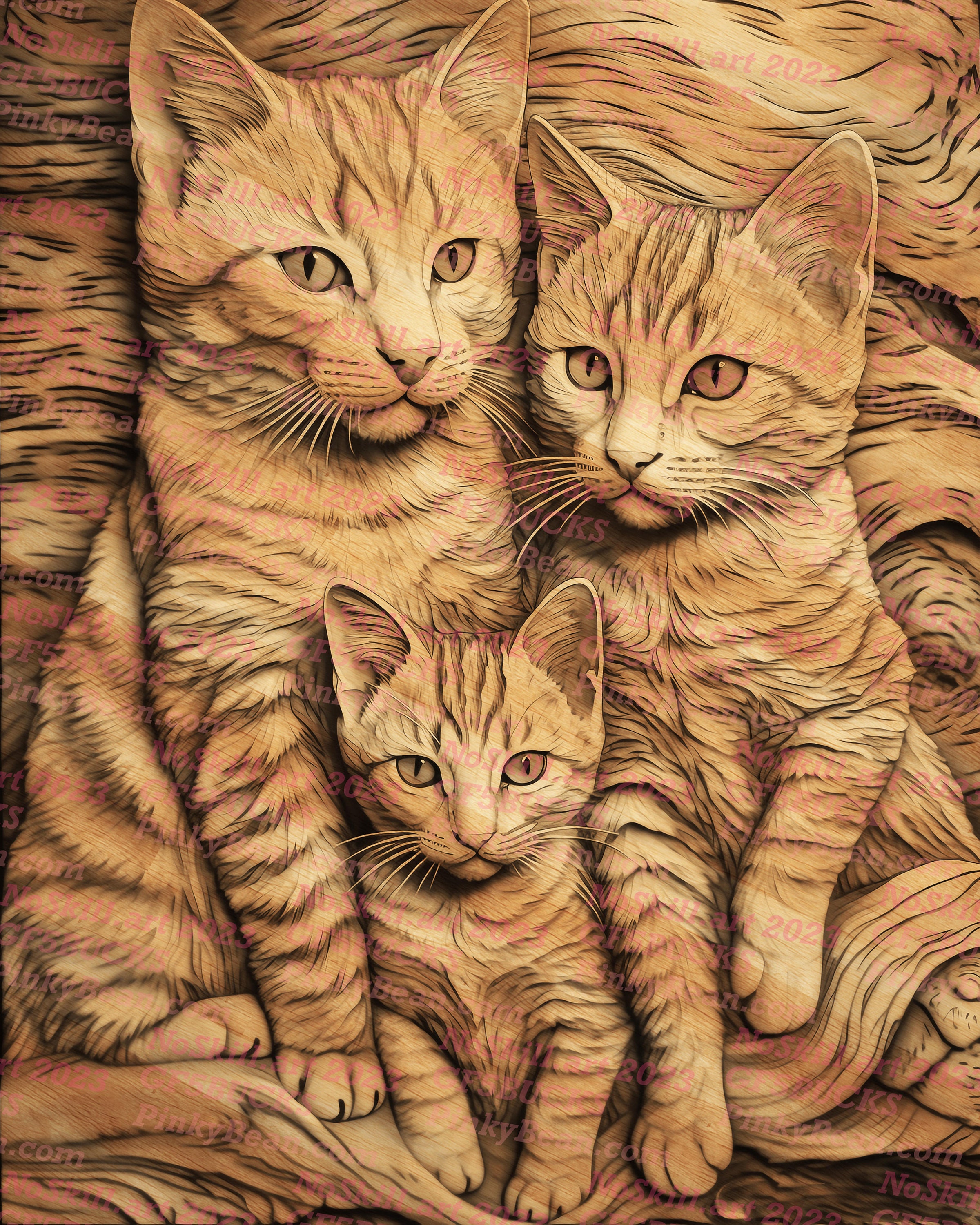 Laser Burn PNG | 3D Illusion | Engrave | Laser Ready | Digital Design File | Cats | Cat Family