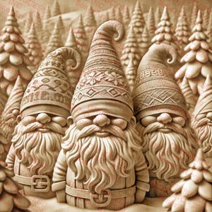 Gnomos navideños, gnomos divertidos: diseño de madera caprichoso, decoración navideña / PNG grabado con láser / Ilusión 3D / Listo para láser / 14 x 14
