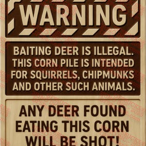 3D Illusion Deer Warning Sign PNG - ~11.9x14 Laser Engraving Design with Funny Baiting Message for Hunters and Outdoorsmen - GF5Bucks®