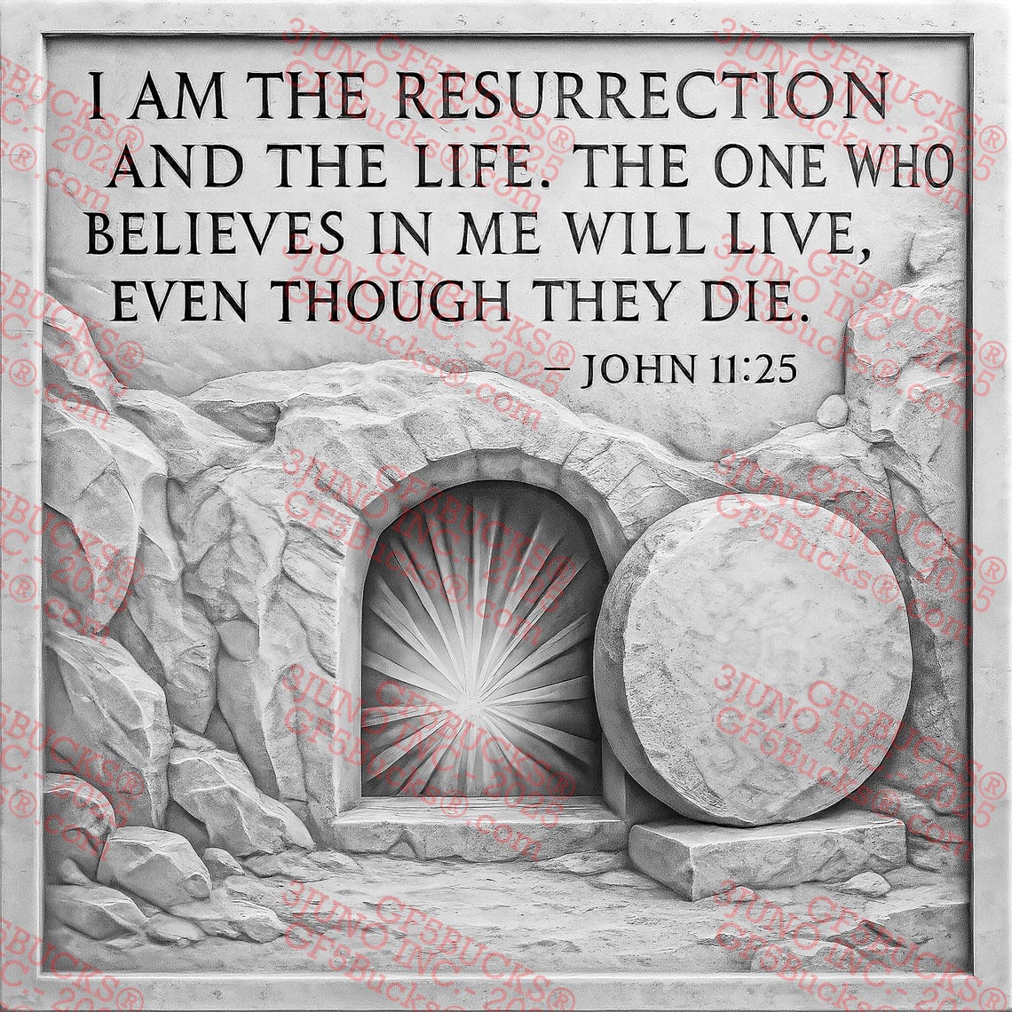 3D Illusion Resurrection Tomb PNG for Laser Engraving – John 11:25 ...