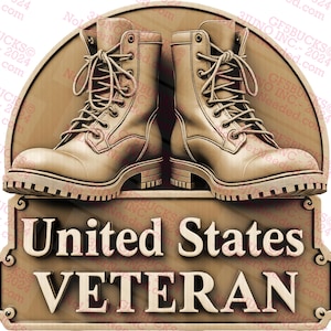 3D Illusion Veteran Art, Military Wall Decor, Patriotic Boots | Laser Ready | Instant Download | 14x13.4
