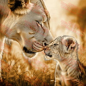 Löwe und Jungtier 3D Illusion Lasergravur PNG Digitale Design Datei (14 x 14 in) - GF5Bucks® Wildtier Gravur Kunst