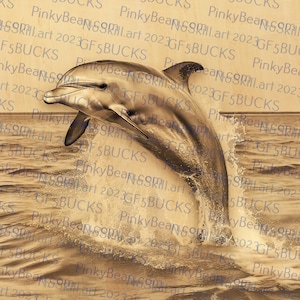 Gravure au laser | LightBurn | PNG | illusion 3D | Graver | Prêt pour le laser | Fichier de conception numérique | Marsouin | Dauphin