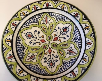 Handmade Moroccan Ceramic Plate: Hand-Painted Wall Decor