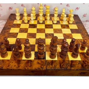 Handcrafted Moroccan Thuya wood chessboard