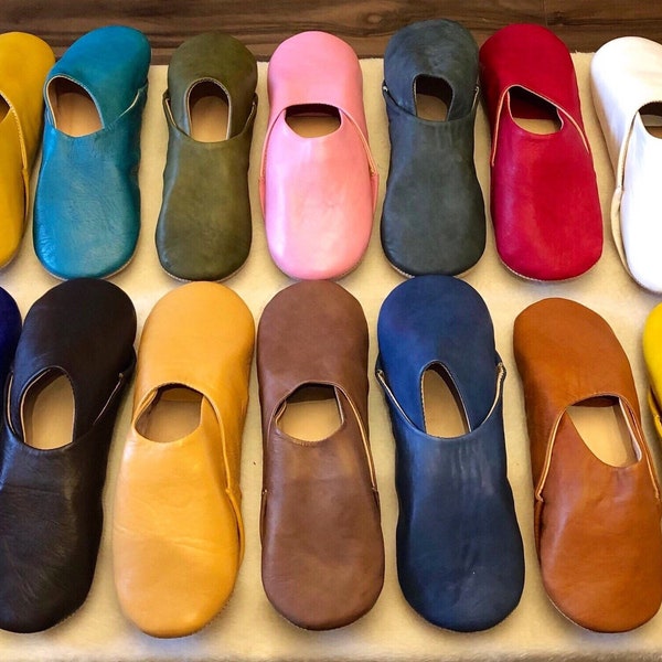 Handmade Moroccan genuine  ladies leather slippers