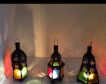 Handmade Moroccan tea lights set of 3