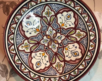 Handmade Moroccan Ceramic Plate: Decorative Wall Art (40x8cm)