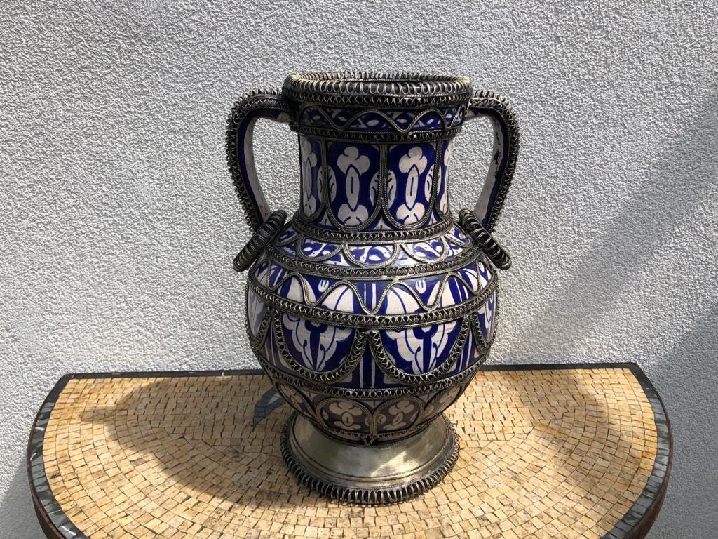 モロッコ　フェズの花入　花瓶　陶器製 モロッコの手作りFES陶器の花瓶 - Etsy 日本