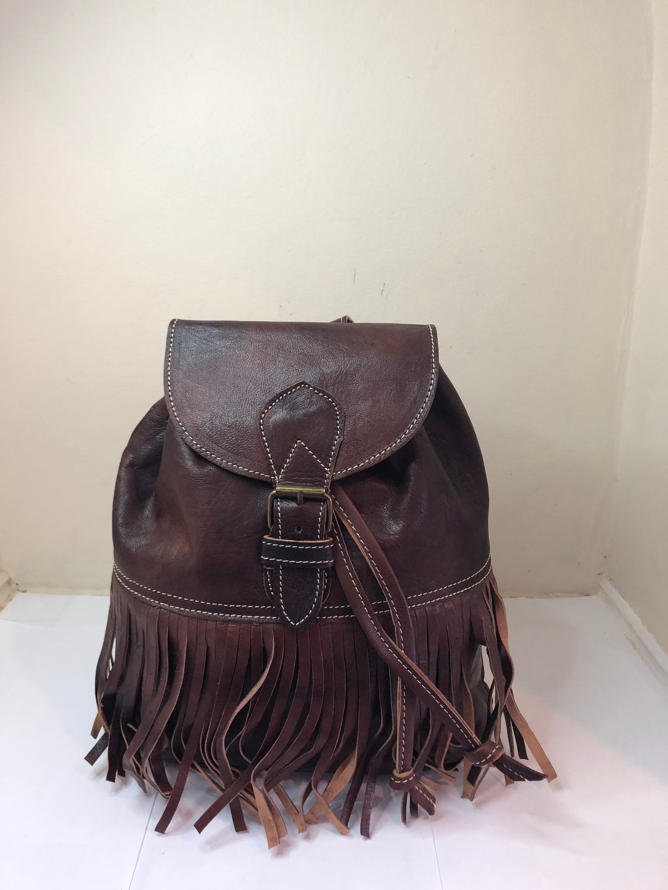 Moroccan Handmade Genuine Leather Backpack - Etsy