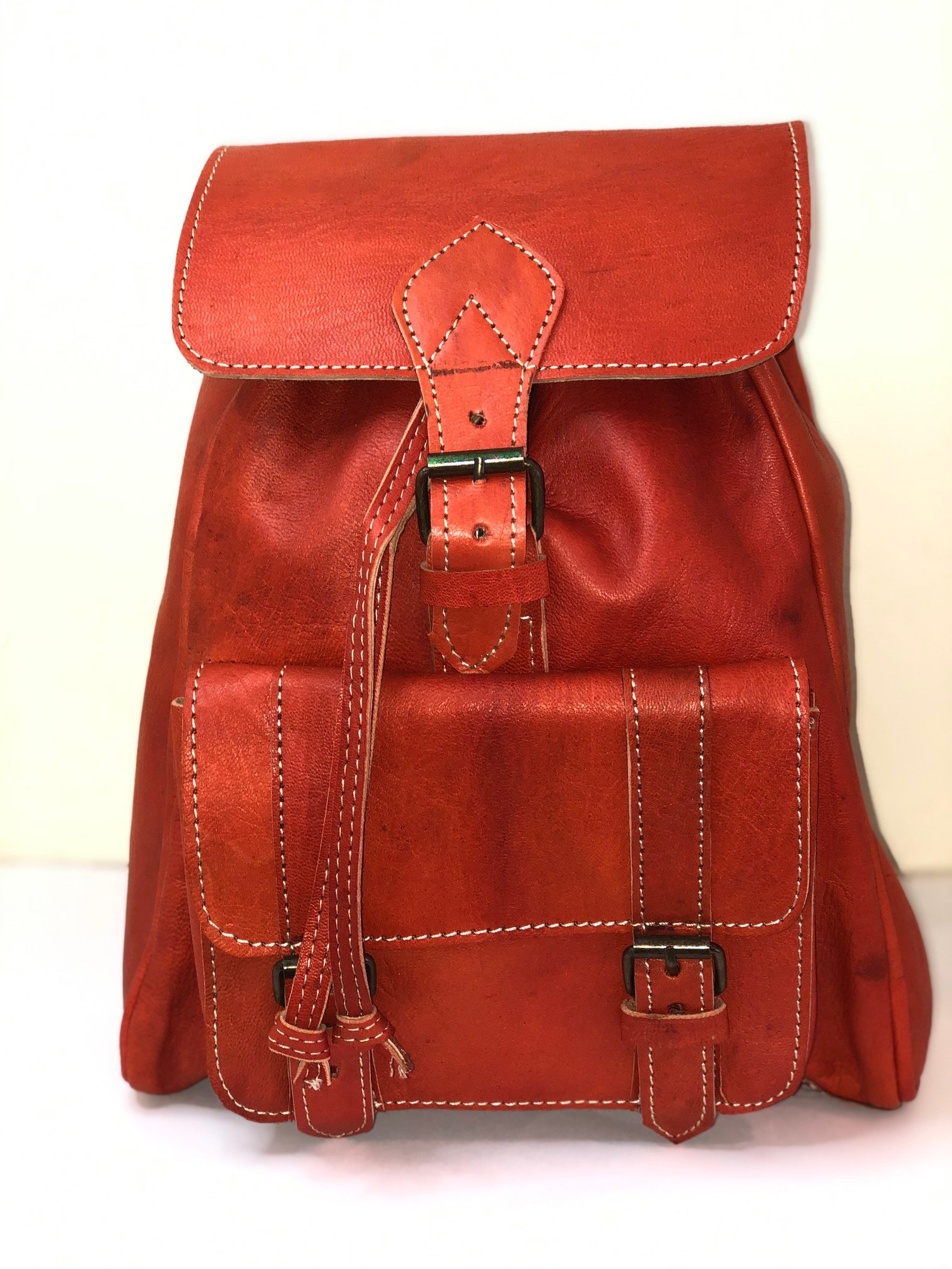 Moroccan Handmade Genuine Leather Backpack - Etsy