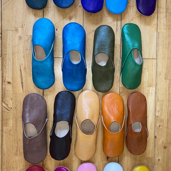 Pantoufles marocaines en cuir véritable faites à la main
