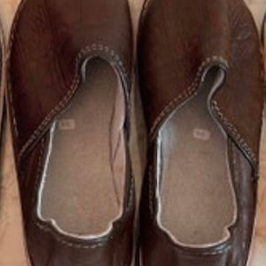 Pantoufles marocaines en cuir véritable faites à la main Dark Brown 5