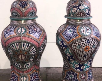 フェズで手作りされたモロッコの花瓶 - Etsy 日本