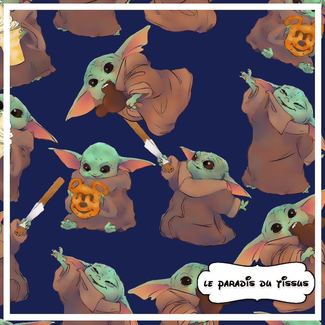 Baby Yoda Seamless Pattern Use Fore Fabric Print Etsy