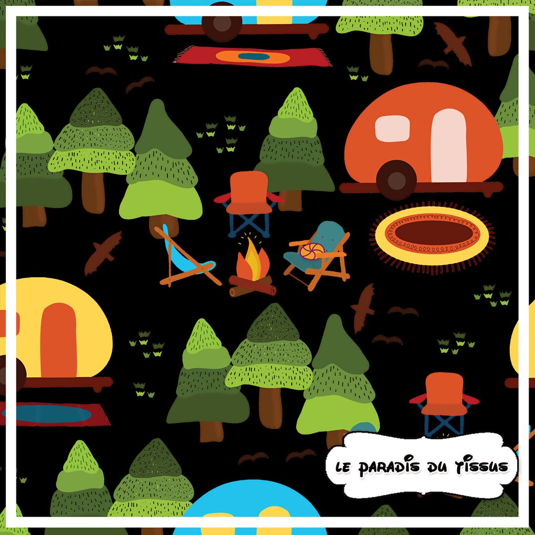 Camping Seamless Pattern for Fabric Printing - Etsy