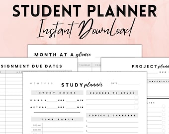 Student Planner Instant Download | Study Planner | Assignment Tracker