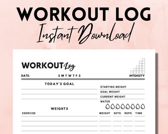 Workout Log Direct downloaden | Fitness Planner | A4, A5, De Brief van de V.S.