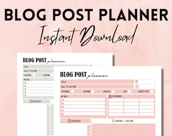 Blog Post Planner Instant Download | Social Media Planner PDF | A4, A5, US Letter