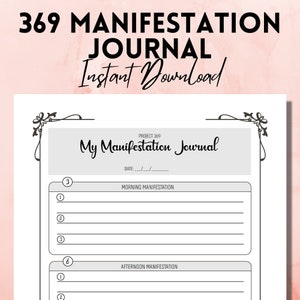 369 Manifestation Journal Instant Download | Gesetz der Anziehung | A4, A5, US Letter