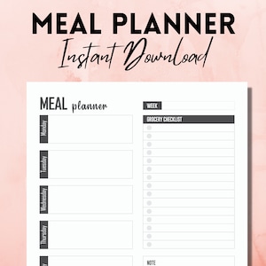 Meal Planner Instant Download | Grocery List Printable | A4, A5, US Letter